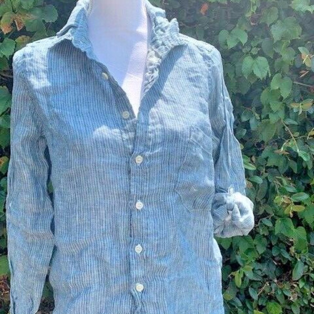 New CP Shades Collared Linen Striped Shirt XS / S
